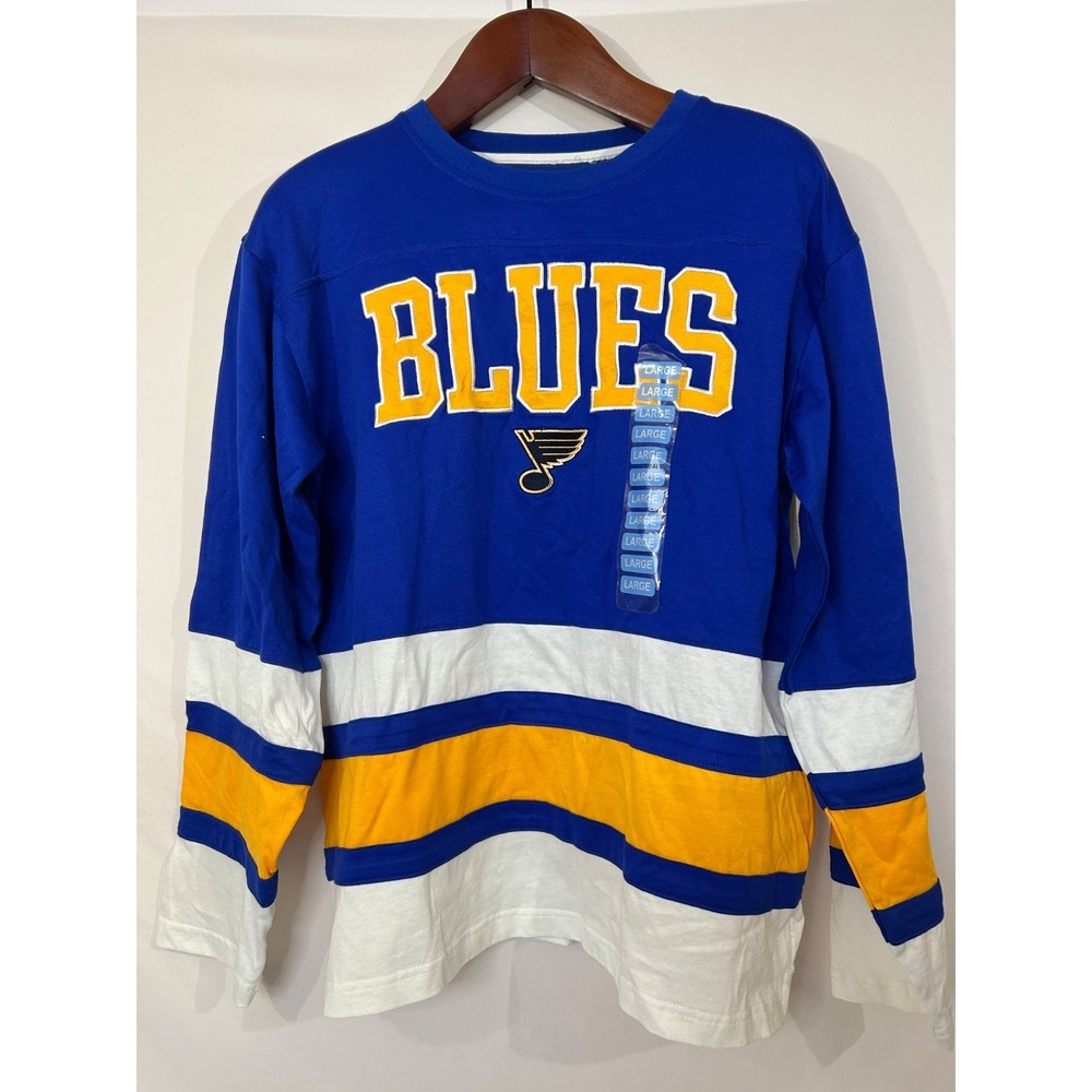 NHL Hockey St. Louis Blues NHL Jersey Gold Blue White Stitched Lettering Size L